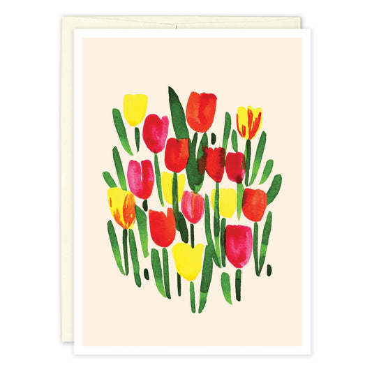Colorful Tulips Blank Greeting Card