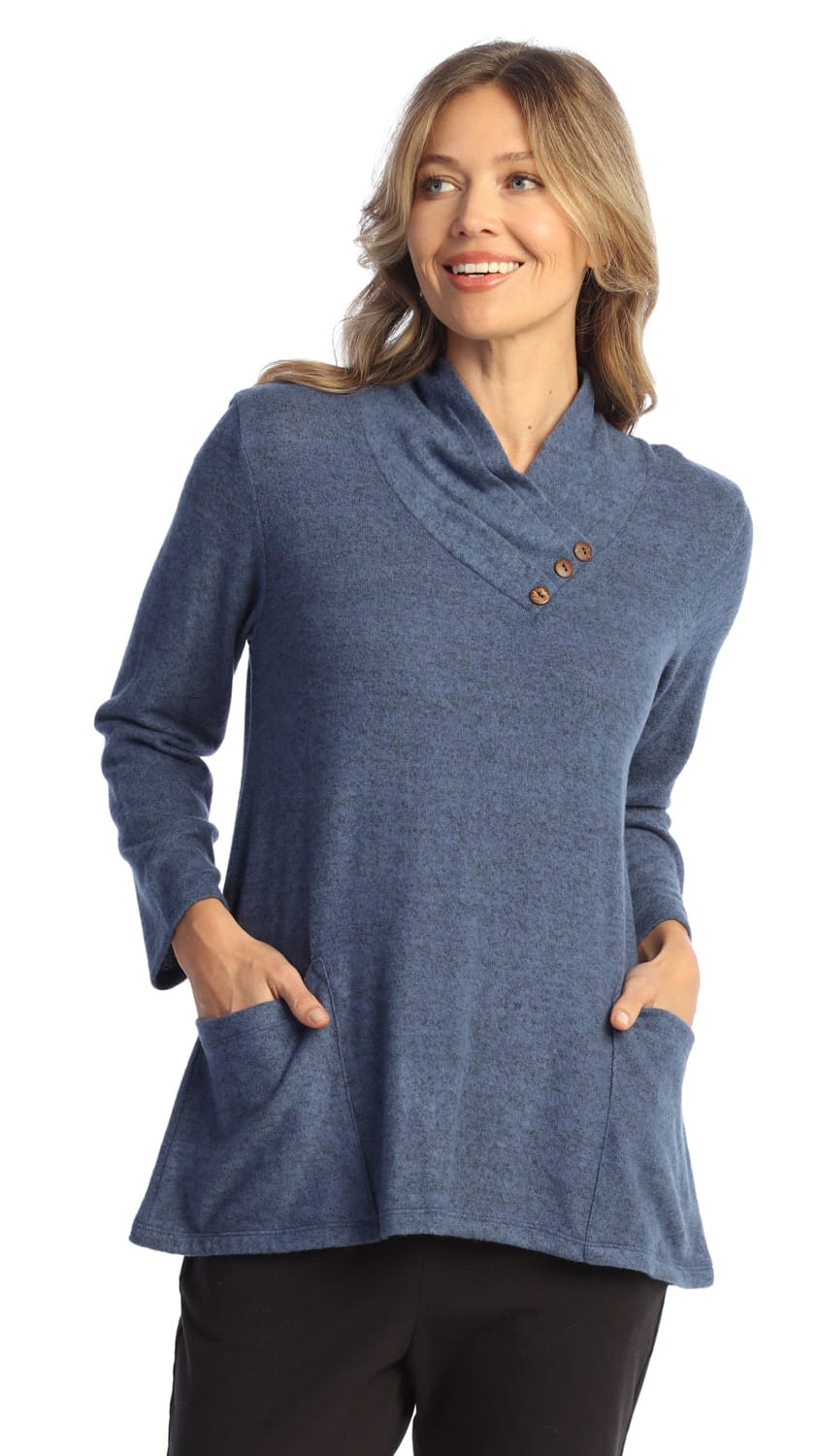 Jess & Jane Tunics Jess & Jane Brushed Pleat Neck Tunic Top - Multiple Colors 39701982 Jess & Jane Brushed Pleat Neck Tunic Top - Multiple Colors