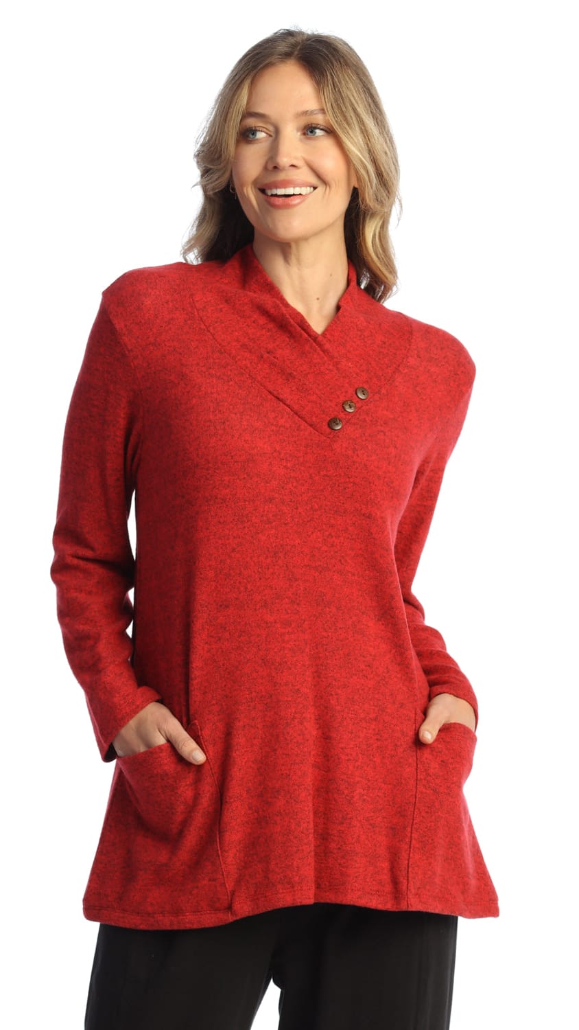 Jess & Jane Tunics Jess & Jane Brushed Pleat Neck Tunic Top - Multiple Colors 39669214 Jess & Jane Brushed Pleat Neck Tunic Top - Multiple Colors