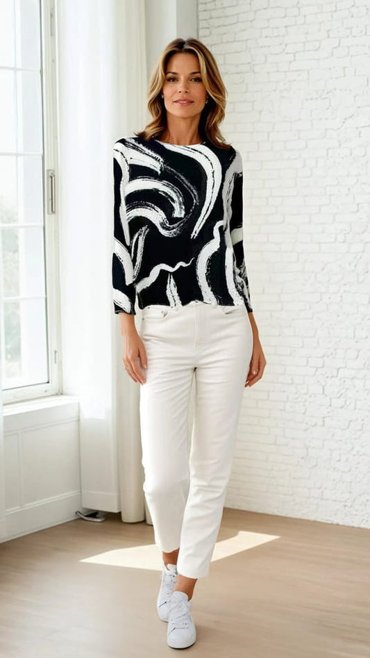 Vanite Reversible Geometric Swirl Top