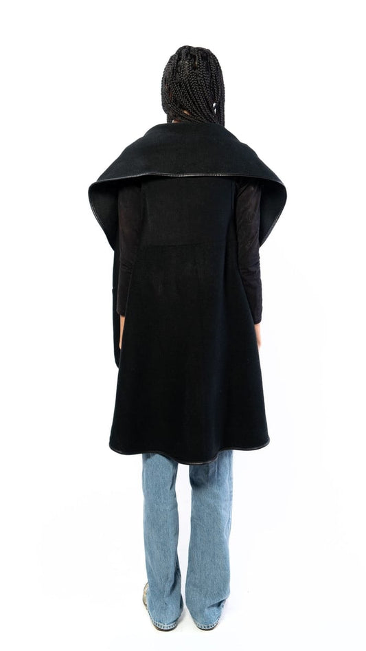 Marcus Adler Vests Vegan Leather Trimmed Vest 94762462 Vegan Leather Trimmed Vest