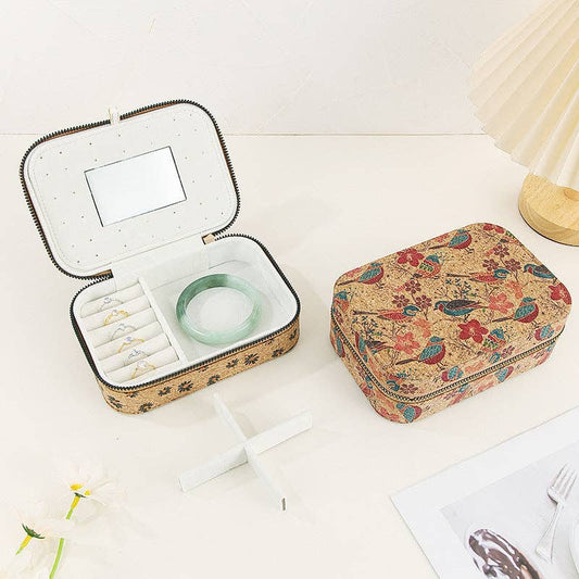 Dipped Shop Bags Vintage Floral Cork Travel Jewelry Case Vintage Floral Cork Travel Jewelry Case