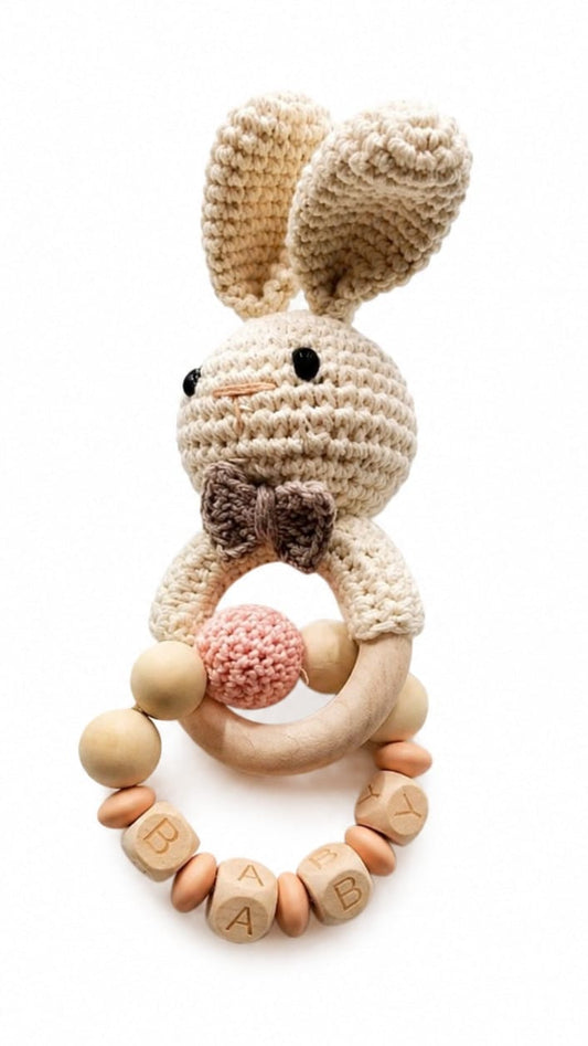 D & C Toys Children's Accessories Wood Bead & Crochet Rattle 97635038 Wood Bead & Crochet Rattle