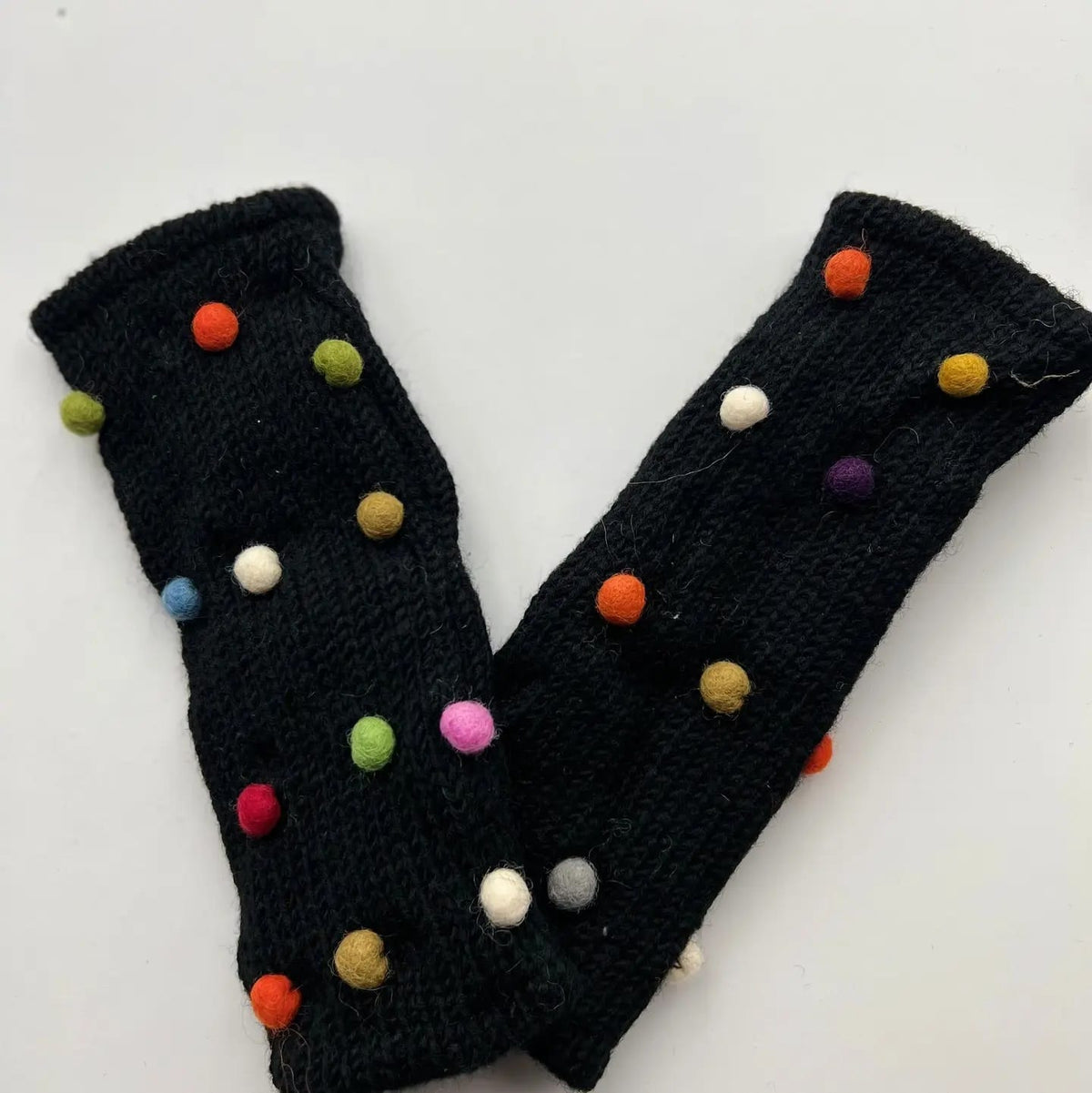 Yak & Yeti Gloves Wool Pom Pom Fingerless Gloves - Multiple Colors Wool Pom Pom Fingerless Gloves - Multiple Colors