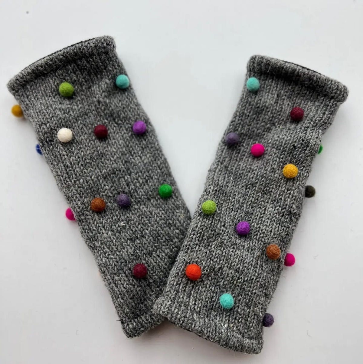 Yak & Yeti Gloves Wool Pom Pom Fingerless Gloves - Multiple Colors Wool Pom Pom Fingerless Gloves - Multiple Colors