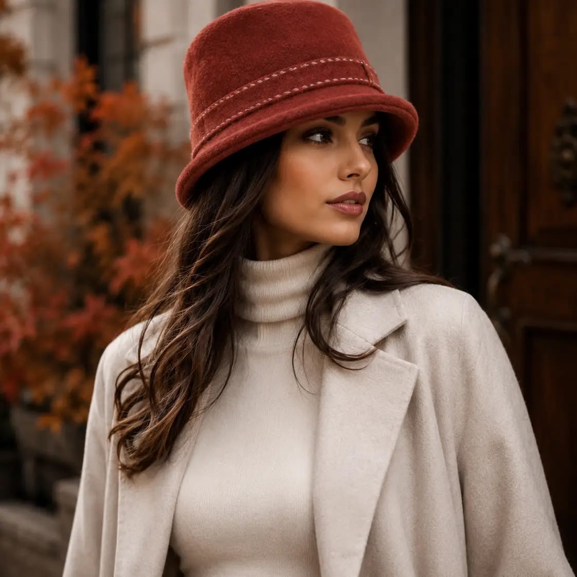 Pretty Persuasions Hats Wool Stitched Ribbon Cloche Hat - Multiple Colors Wool Stitched Ribbon Cloche Hat - Multiple Colors