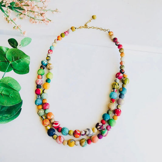 World Finds Necklaces World Finds Kantha Tandem Necklace 50330533 World Finds Kantha Tandem Necklace