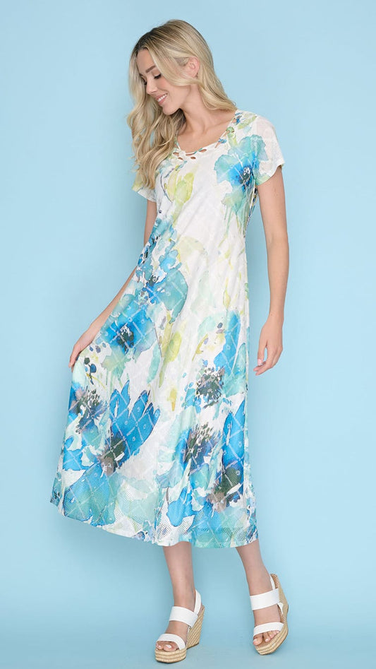 Picadilly Dresses Picadilly Cap Sleeve Printed Long Dress 09768158 Picadilly Cap Sleeve Printed Long Dress
