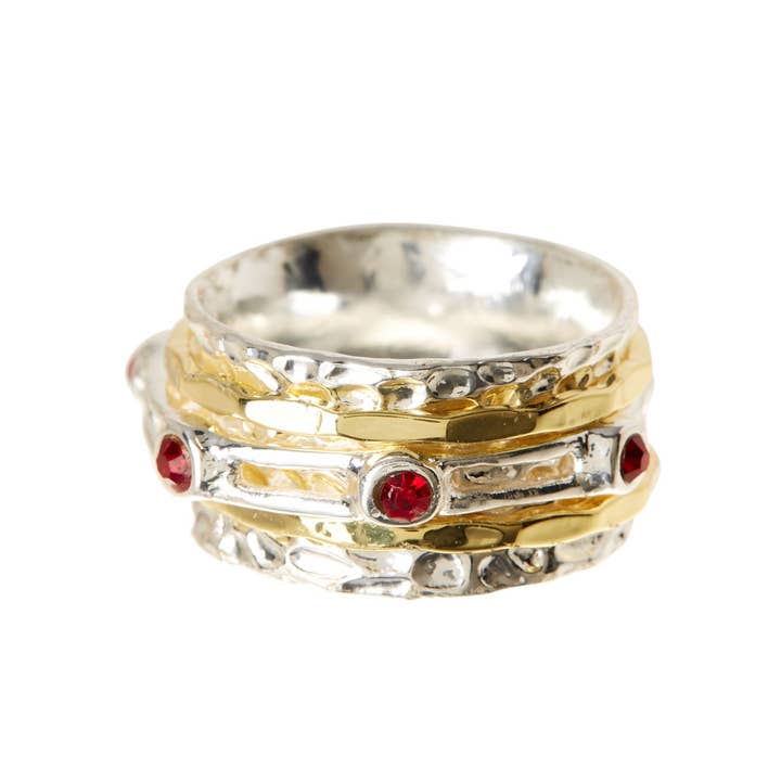 Zoey Simmons Rings Zoey Simmons Garnet Crystal Two Tone Spinner Ring 77614046 Zoey Simmons Garnet Crystal Two Tone Spinner Ring
