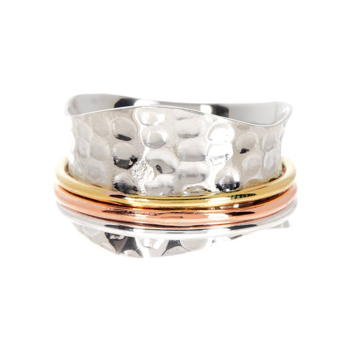 Zoey Simmons Rings Zoey Simmons Hammered Tri-Colored Spinner Ring 98520030 Zoey Simmons Hammered Tri-Colored Spinner Ring