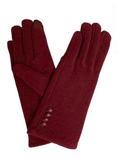 Button Detail Touch Screen Gloves - Multiple Colors