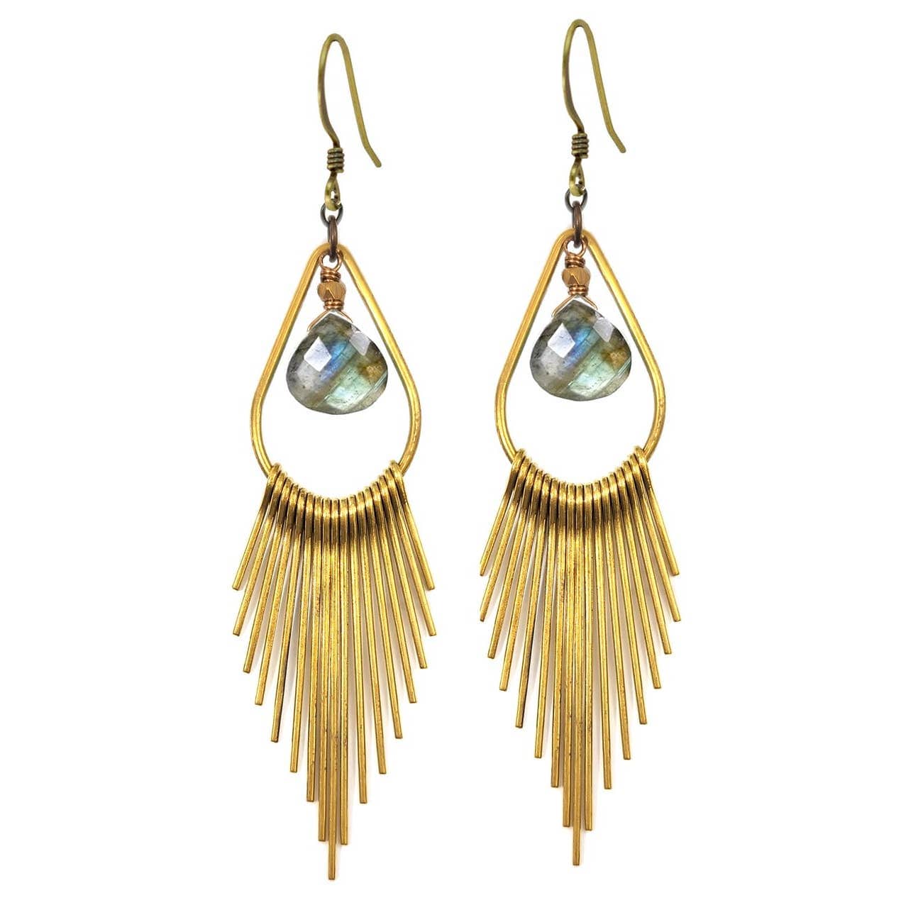 Edgy Petal Earrings Edgy Petal Metal Fringe Labradorite Earrings Edgy Petal Metal Fringe Labradorite Earrings
