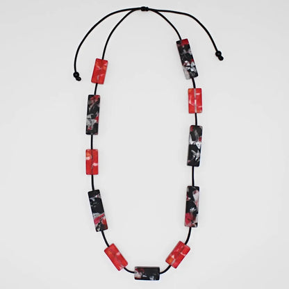 Sylca Red Vega Rectangular Necklace