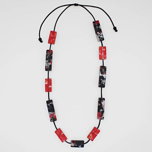 Sylca Red Vega Rectangular Necklace