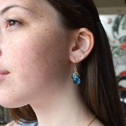 Edgy Petal Earrings Edgy Petal Blue Quartz Cluster Gold Earrings 91420126 Edgy Petal Blue Quartz Cluster Gold Earrings