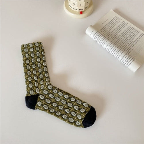 Cluster Bloom Pattern Crew Socks - Multiple Colors