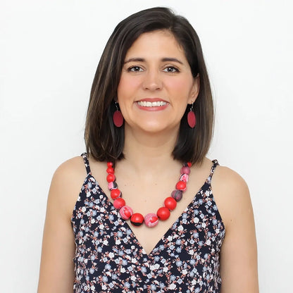 Sylca Red & Black Beaded Kori Necklace