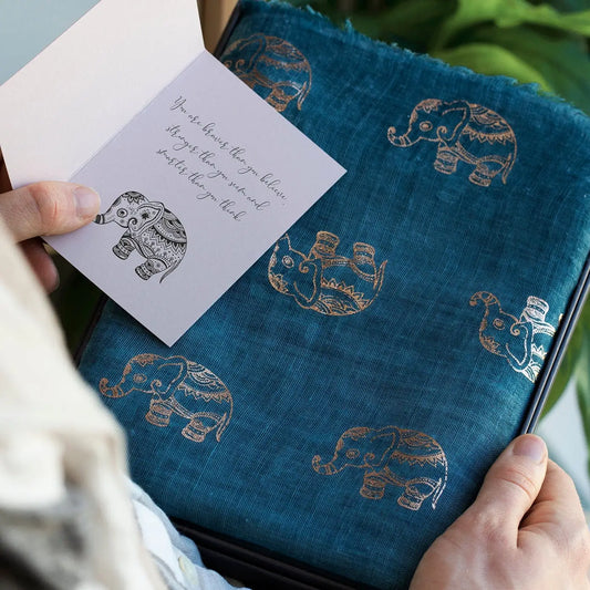 Studio Hop Good Fortune Elephant Rose Gold Foil Scarf