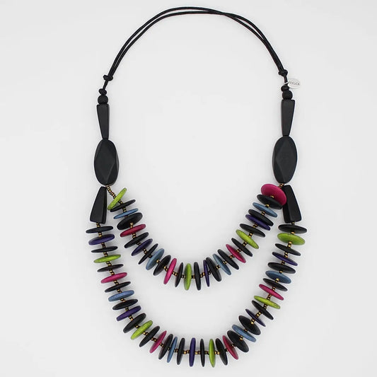 Sylca Wood Disk Serena Necklace