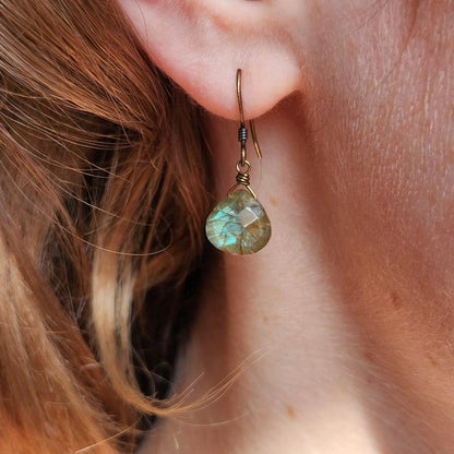 Edgy Petal Classic Labradorite Drop Earrings