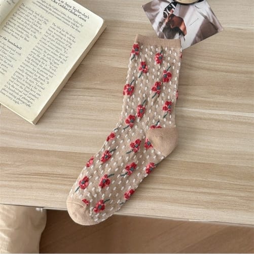 Funkyrel Limited Socks Dotted Garden Floral Crew Socks - Multiple Colors 09709534 Dotted Garden Floral Crew Socks - Multiple Colors