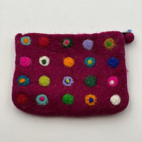 Felted Dot Coin Purse - Multiple Colors
