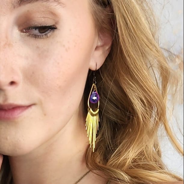 Edgy Petal Earrings Edgy Petal Metal Fringe Labradorite Earrings Edgy Petal Metal Fringe Labradorite Earrings
