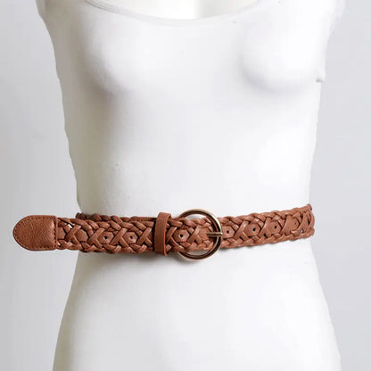 Vegan Leather Double Braided Belt