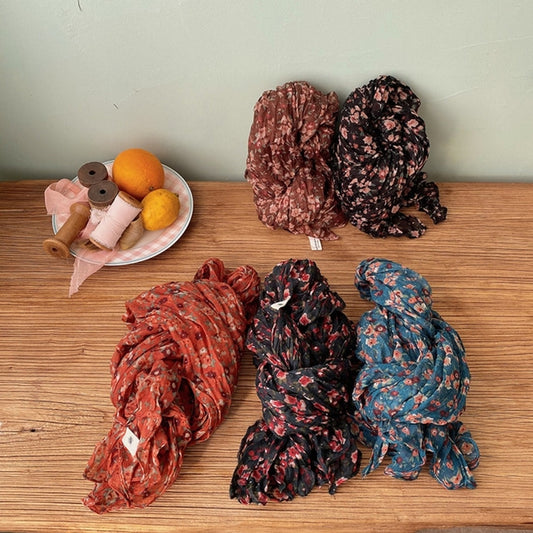 Lightweight Floral Ruched Scarf - Multiple Colors