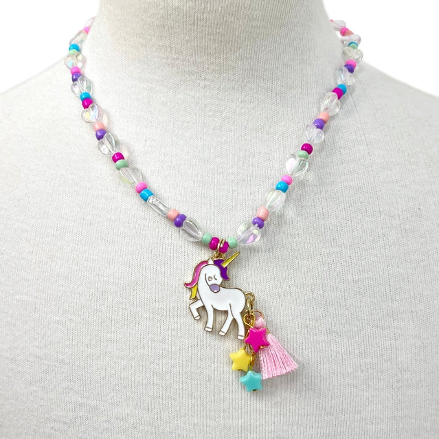 Pink Poppy Unicorn Necklace and Bracelet Set