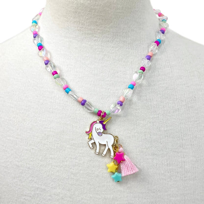Pink Poppy Unicorn Necklace and Bracelet Set