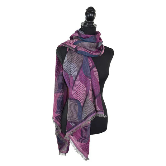 Dupatta Cressida Striped Leaf Print Scarf - Multiple Colors
