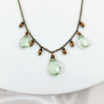 Edgy Petal Green Amethyst Boho Necklace