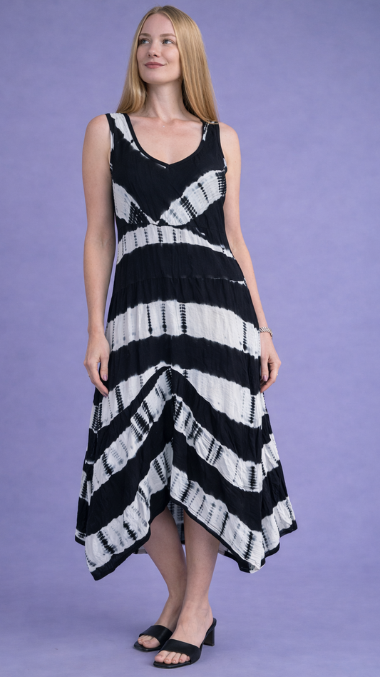 Shana Apparel Shibori Shark Bite Tank Dress