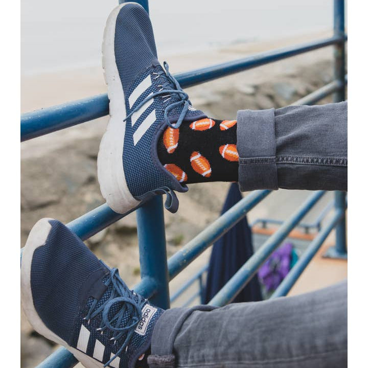 MeMoi Men's Football Bamboo Blend Crew Sock