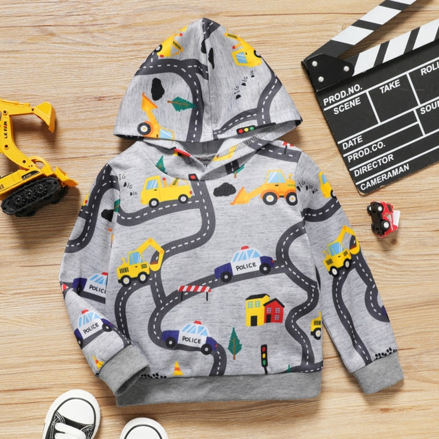 PatPat Road Vehicle Hoodie Sweatshirt - Multiple Colors