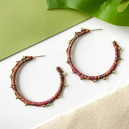World Finds Raja Threaded Ball Hoop Earring