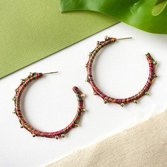 World Finds Raja Threaded Ball Hoop Earring