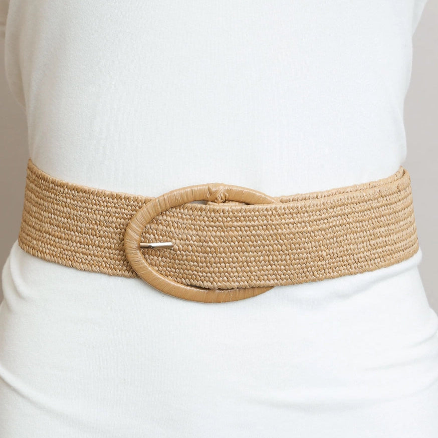 Raffia Oval Buckle Belt - Multiple Colors