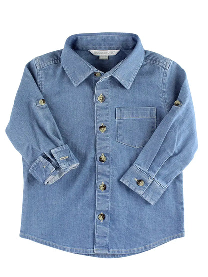 RuffleButts Denim Button Down Shirt