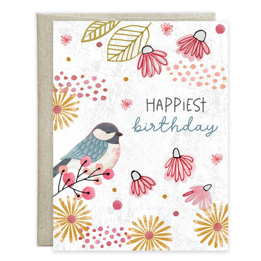 Gina B Designs Chickadee Flowers Greeting Card