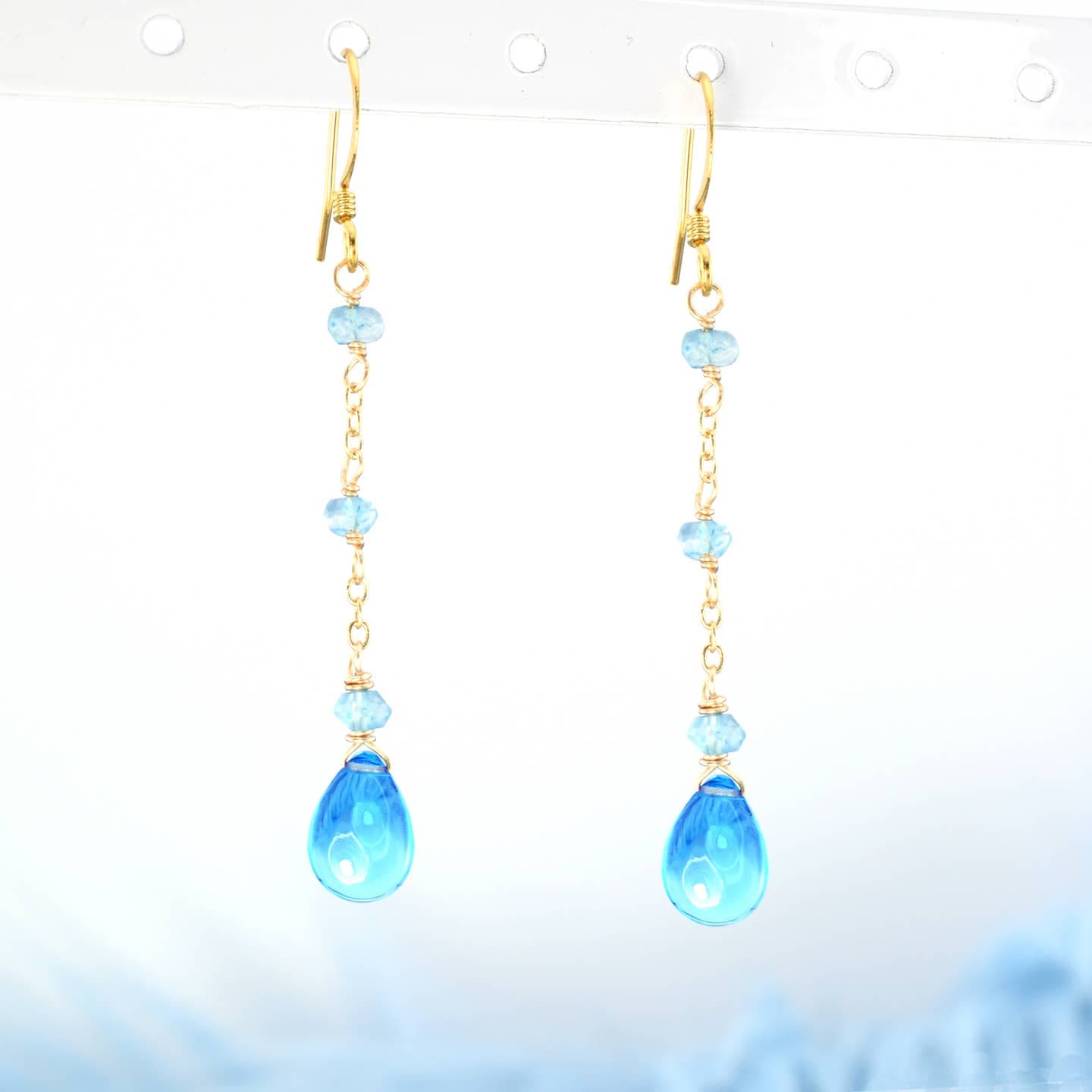 Edgy Petal Earrings Edgy Petal Smooth Blue Quartz Chain and Rondelle Earrings 33821918 Edgy Petal Smooth Blue Quartz Chain and Rondelle Earrings