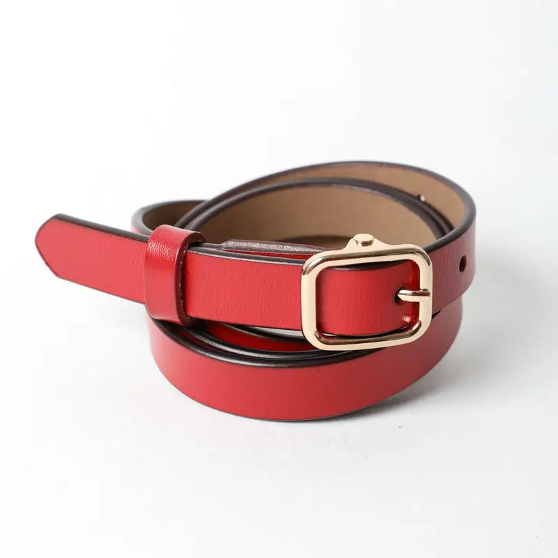 Genuine Leather Skinny Belt