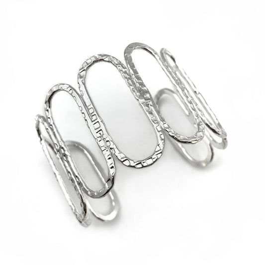 Anju Jewelry Silver Open Tall Oval Cuff Bracelet