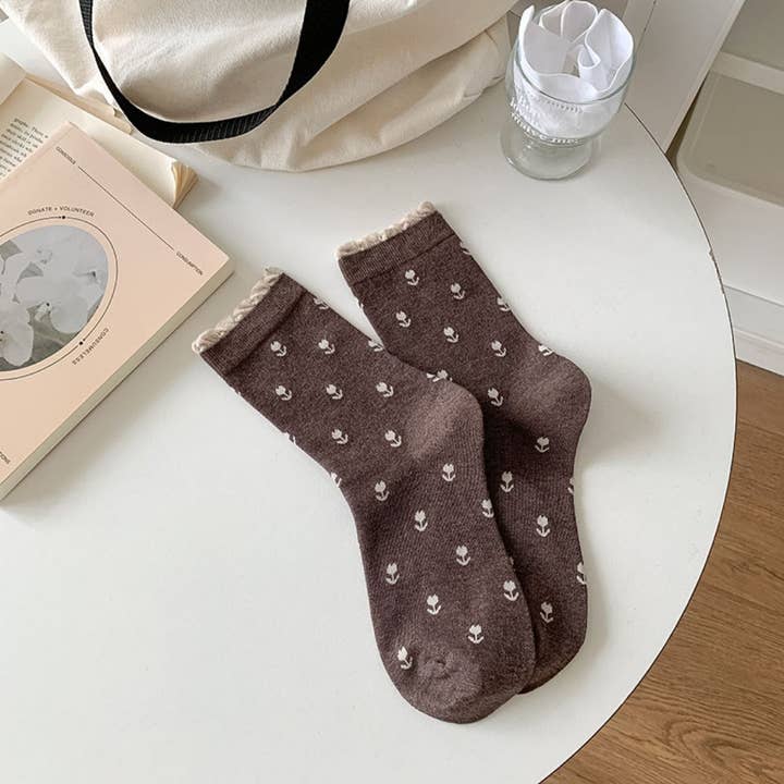 Floral Lace Trim Socks - Multiple Colors