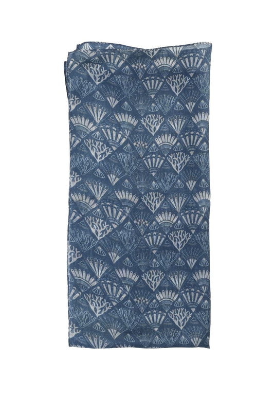 Quintessential Scarves Quintessential Blue Shells Silk Scarf 79188446 Quintessential Blue Shells Silk Scarf