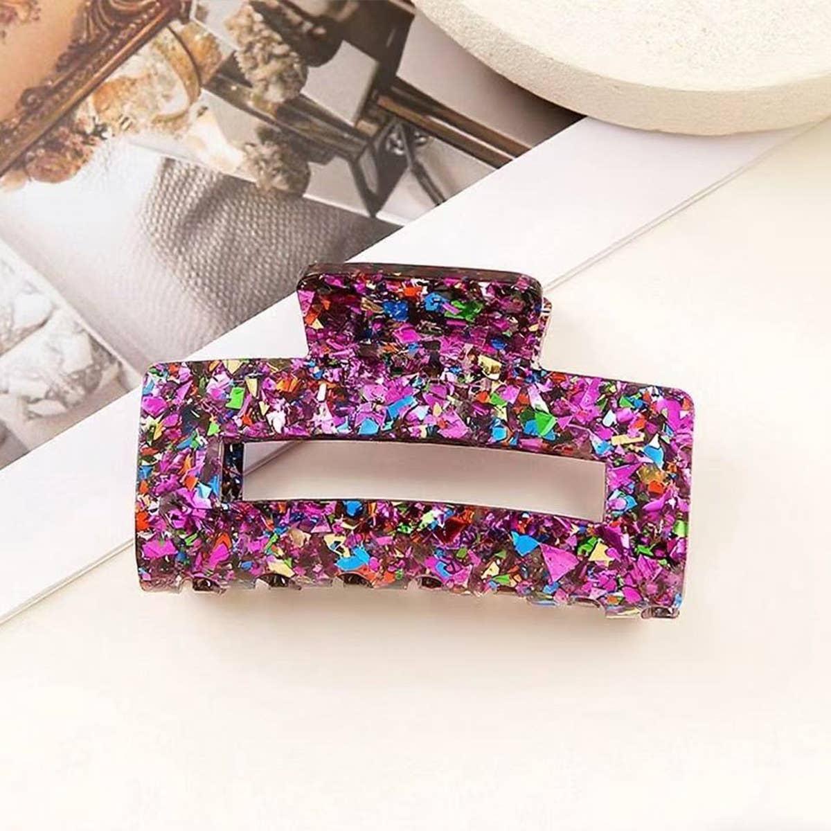 ACCITY Hair Clip Square Sequin Hollow Hair Claw - Multiple Colors Square Sequin Hollow Hair Claw - Multiple Colors