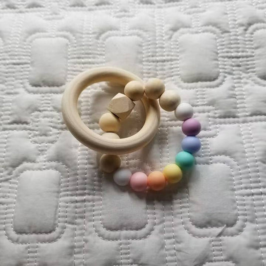 Silicone & Wooden Ring Baby Teether