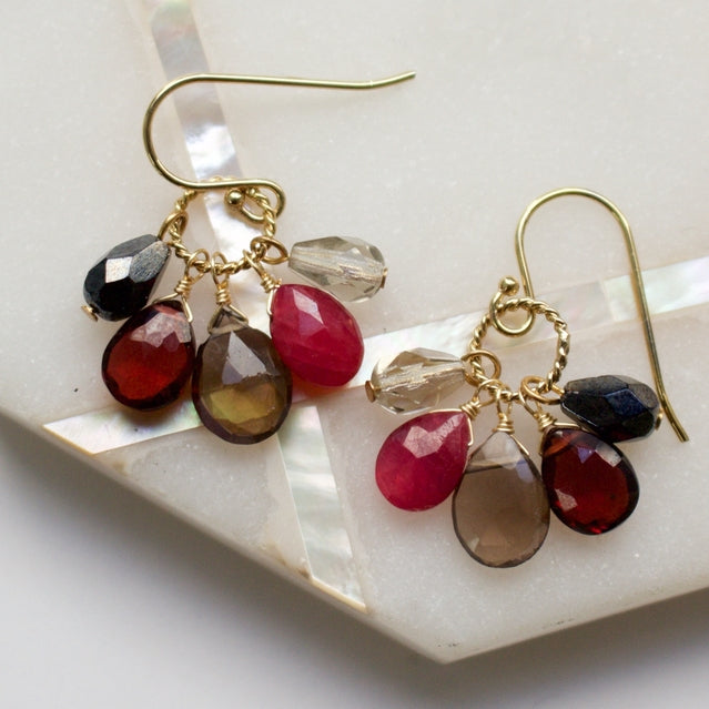 A.V. Max Semi Precious Cluster Earrings - Multiple Colors