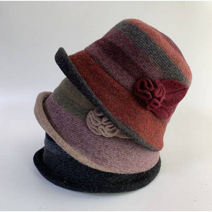 Comfortarians Bungee Bucket Hat with Stitched Flower - Multiple Colors